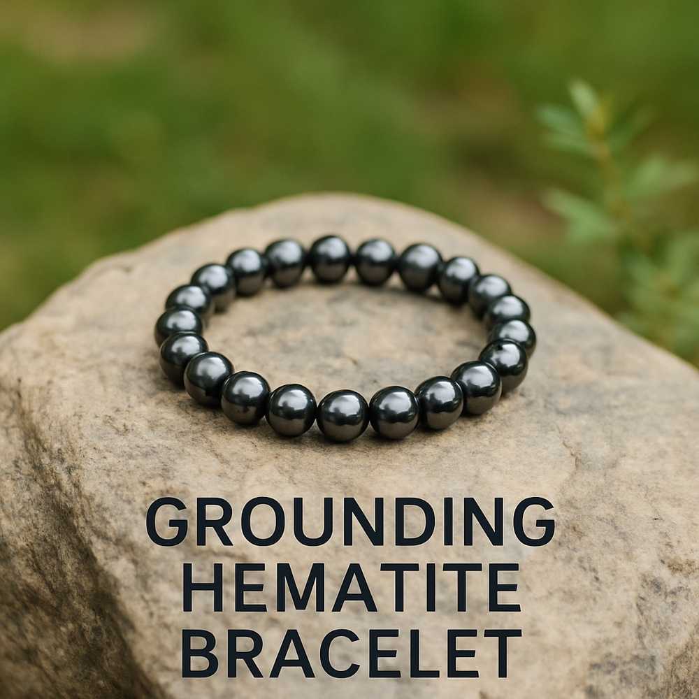 Grounding Frequency Imprinted Hematite Beaded Bra… - image 1